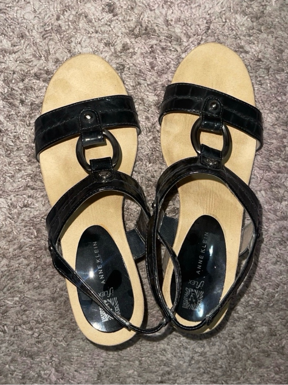 Anne Klein Women's Black Wedge Sandals